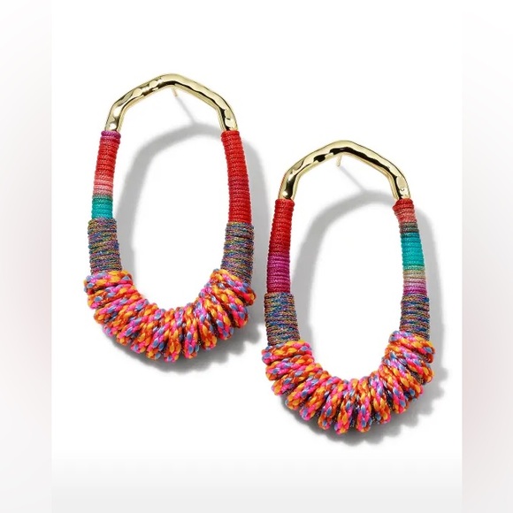 Kendra Scott Jewelry - Kendra Scott Masie Gold Open Frame Earrings In Coral Mix Paracord